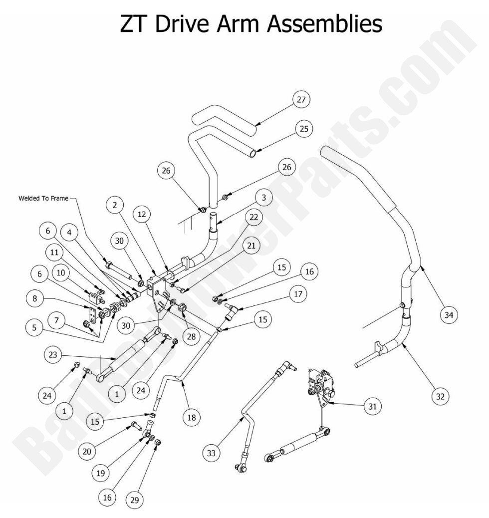 1261 - Bad Boy Mower Parts Lookup > 2015 > ZT Elite > Drive Arm Assembly